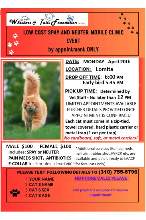 SPAY/NEUTER CLINIC Monday, April 20th